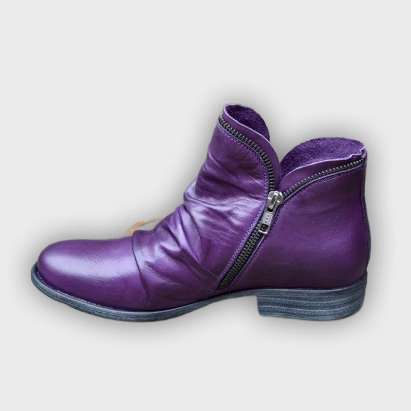 Alina – Women’s Zip-Up Ankle Boots – PU Leather