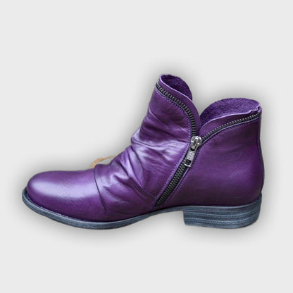 Alina – Women’s Zip-Up Ankle Boots – PU Leather