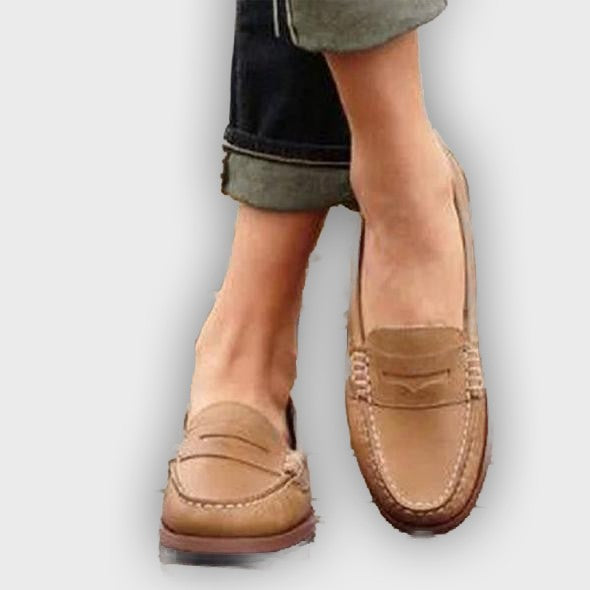 Aoife – Women’s Leather Penny Loafers – Classic Slip-On, Moccasin Style, Low Heel