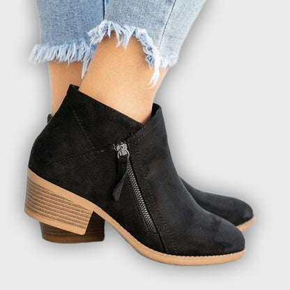 Camille – Women’s Leather Ankle Boots with Block Heel & Sleek Fit