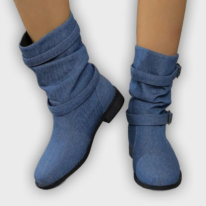 Celina – Women’s Midi Ankle Boots with Round Toe & Medium Heel