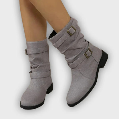 Celina – Women’s Midi Ankle Boots with Round Toe & Medium Heel
