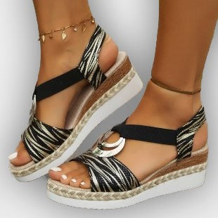 Elina Women’s Wedge Sandals – Slingback Strap – Jute Sole – Open Toe