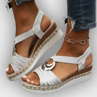 Elina Women’s Wedge Sandals – Slingback Strap – Jute Sole – Open Toe