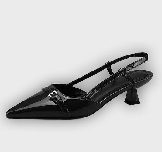 Elise Women’s Leather Slingback Heels – Pointed Toe – Mid Heel