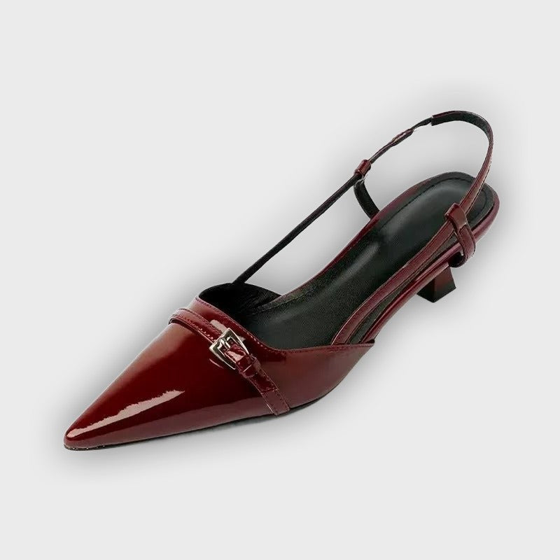 Elise Women’s Leather Slingback Heels – Pointed Toe – Mid Heel