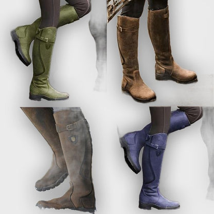 Elspeth – Women’s Waterproof PU Leather Riding Boots with Warm Lining