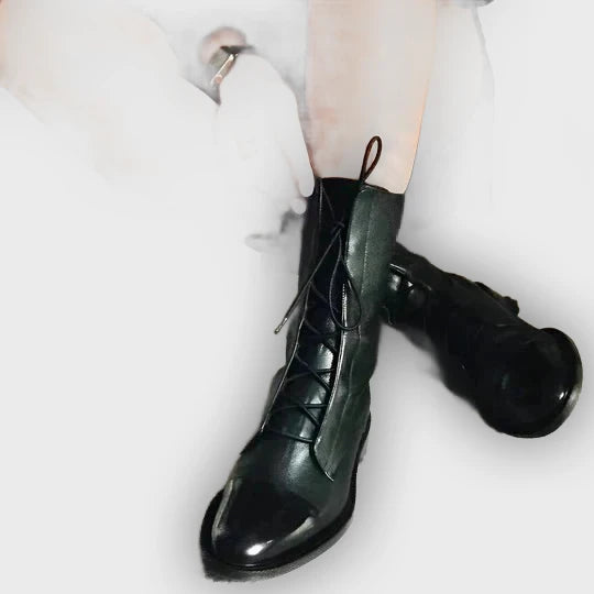 Emilia – Women’s Lace-Up Leather Mid-Calf Boots with Streamlined Fit