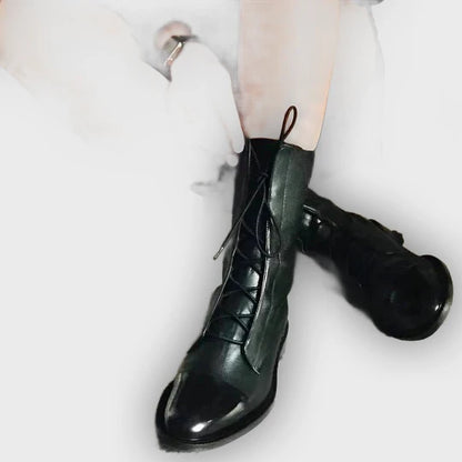 Emilia – Women’s Lace-Up Leather Mid-Calf Boots with Streamlined Fit