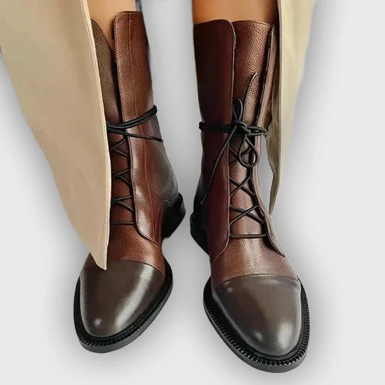 Emilia – Women’s Lace-Up Leather Mid-Calf Boots with Streamlined Fit