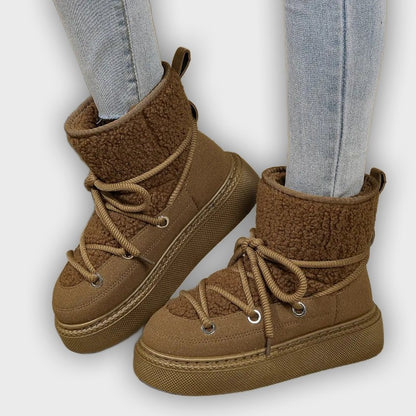 Linnea – Women’s Fur-Trimmed Winter Ankle Boots with Non-Slip Sole