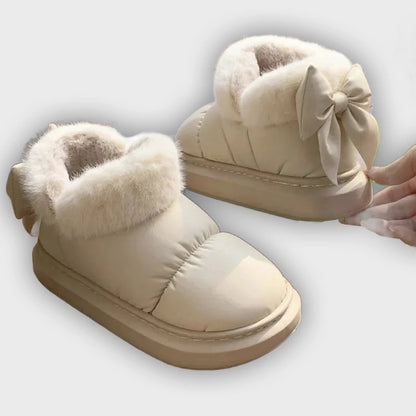 Lysandra – Women’s Bow Detail Boots – Fur Lined & Thick Sole