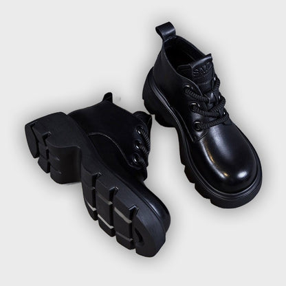 Maren – Women’s High-Top Leather Ankle Boots with Chunky Sole & Lace-Up