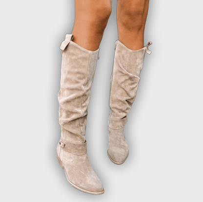 Maren – Women’s Knee-High Suede Boots with Side Zip & Cushioned Insole