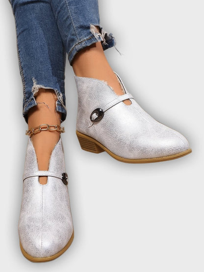Mireya – Women’s Suede-Look Ankle Boots with Buckle Strap & Pointed Toe