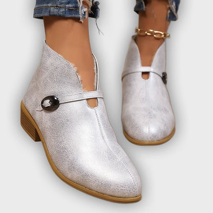 Mireya – Women’s Suede-Look Ankle Boots with Buckle Strap & Pointed Toe
