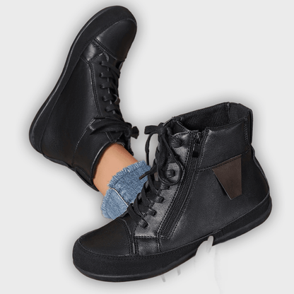 Miriam – Women’s Leather Ankle Boots with Side Zipper & Round Toe