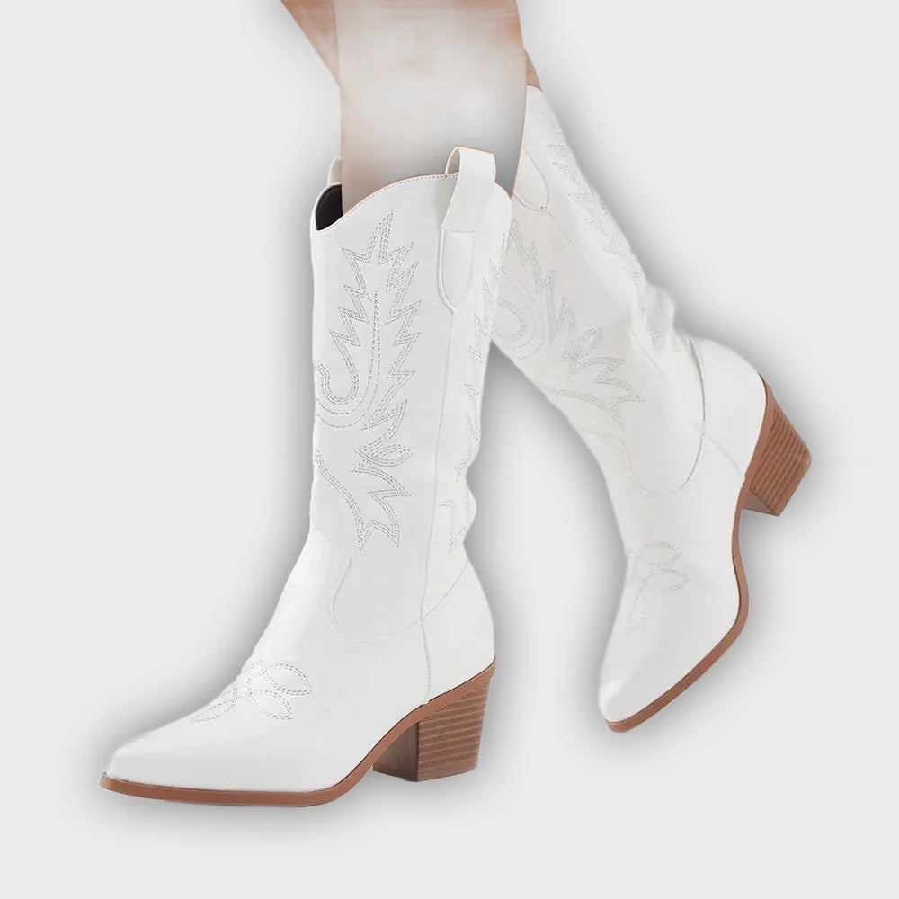 Monroe – Women’s Vintage Block Heel Boots – PU Leather