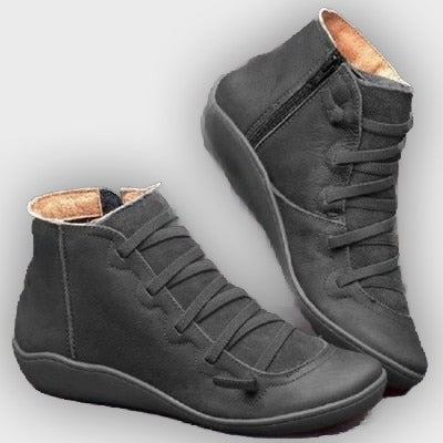 Noelle – Women’s Lace-Up Leather Ankle Boots with Contrast Panels