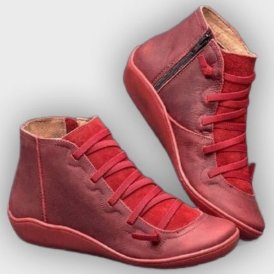 Noelle – Women’s Lace-Up Leather Ankle Boots with Contrast Panels