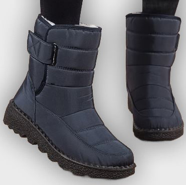 Nora – Women’s Winter Snow Boots with Hook & Loop – Canvas Upper