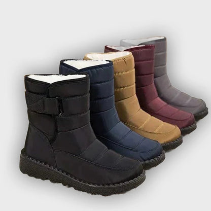 Nora – Women’s Winter Snow Boots with Hook & Loop – Canvas Upper