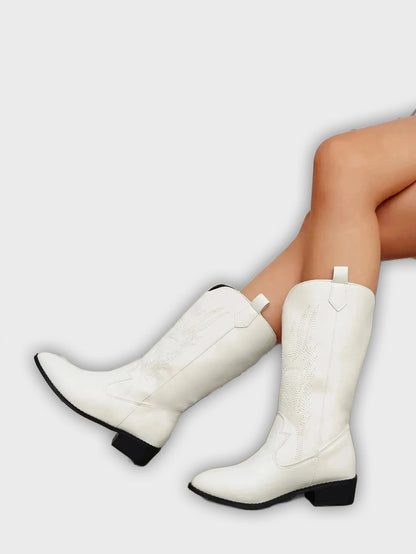 Ragna – Women’s Western PU Leather Cowboy Boots with Stitch Detail