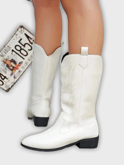 Ragna – Women’s Western PU Leather Cowboy Boots with Stitch Detail
