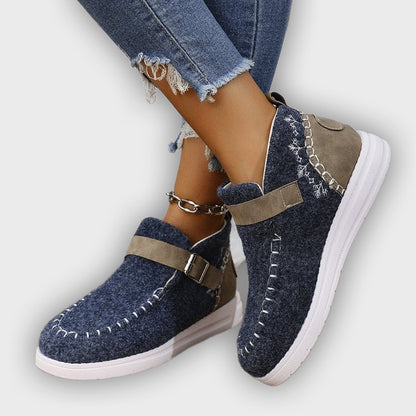 Selene – Women’s Slip-On Ankle Boots with Buckle Strap & Suede Look