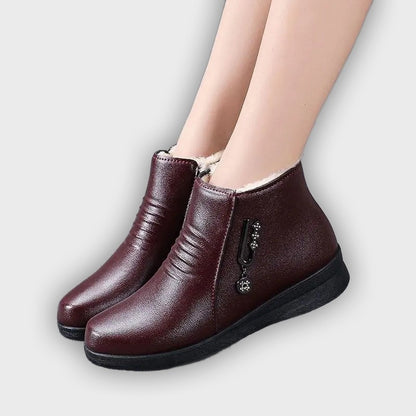 Sienna – Women’s Ankle Boots with Metallic Detail, Side Zip & Plush Lining