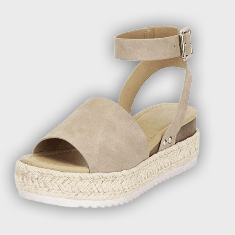 Women’s Wedge Sandals – Platform Heel – Jute Wrap – Ankle Strap