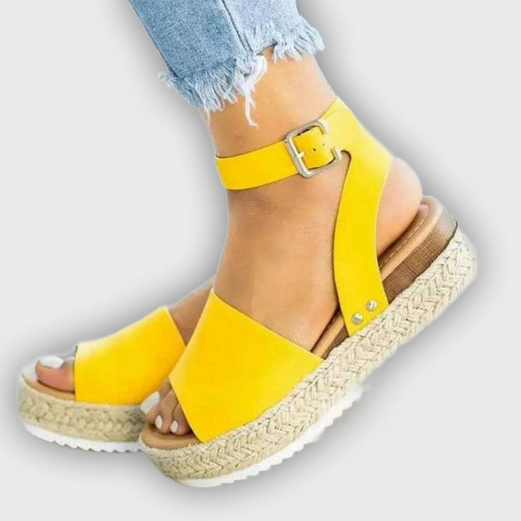 Women’s Wedge Sandals – Platform Heel – Jute Wrap – Ankle Strap