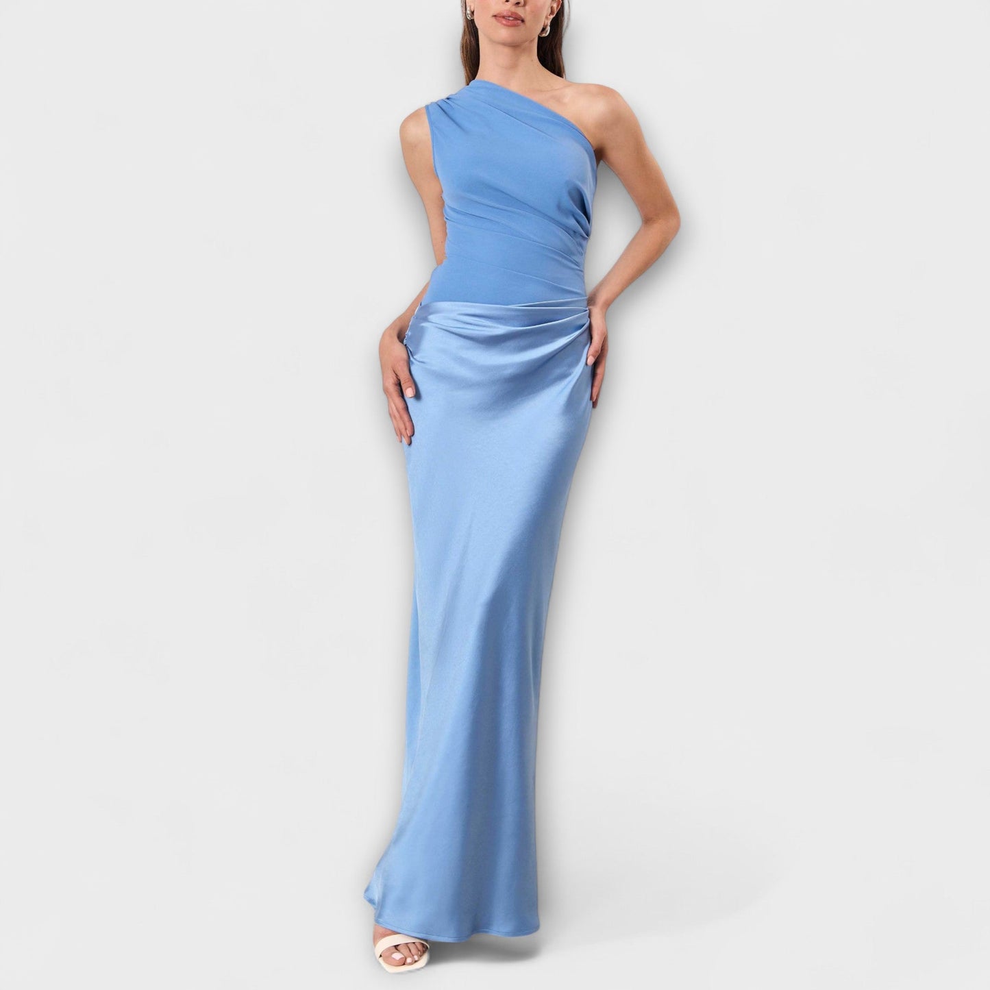 Chic One-Shoulder Pleated Maxi Dress