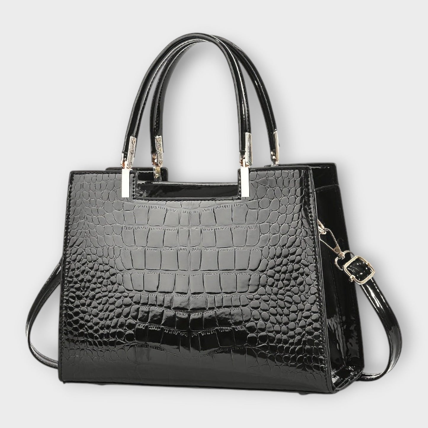 Lora - Glossy Crocodile Print Handbag