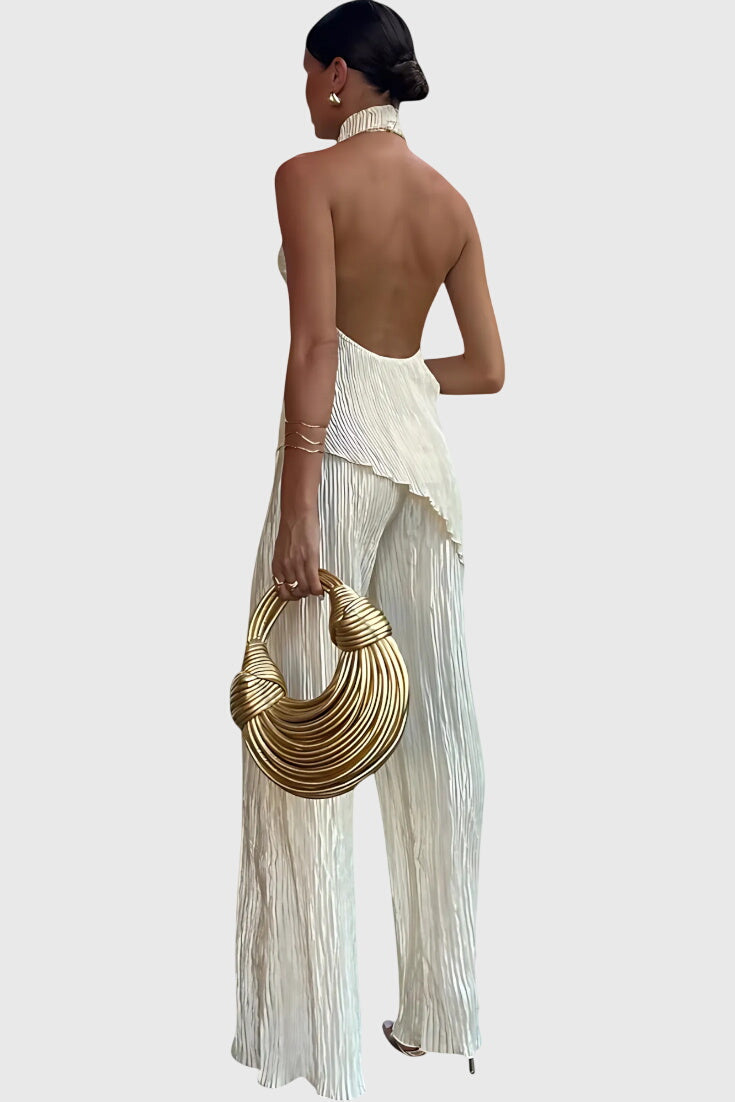 Elegant Pillarika Set with Asymmetrical Top and Flowing Pants