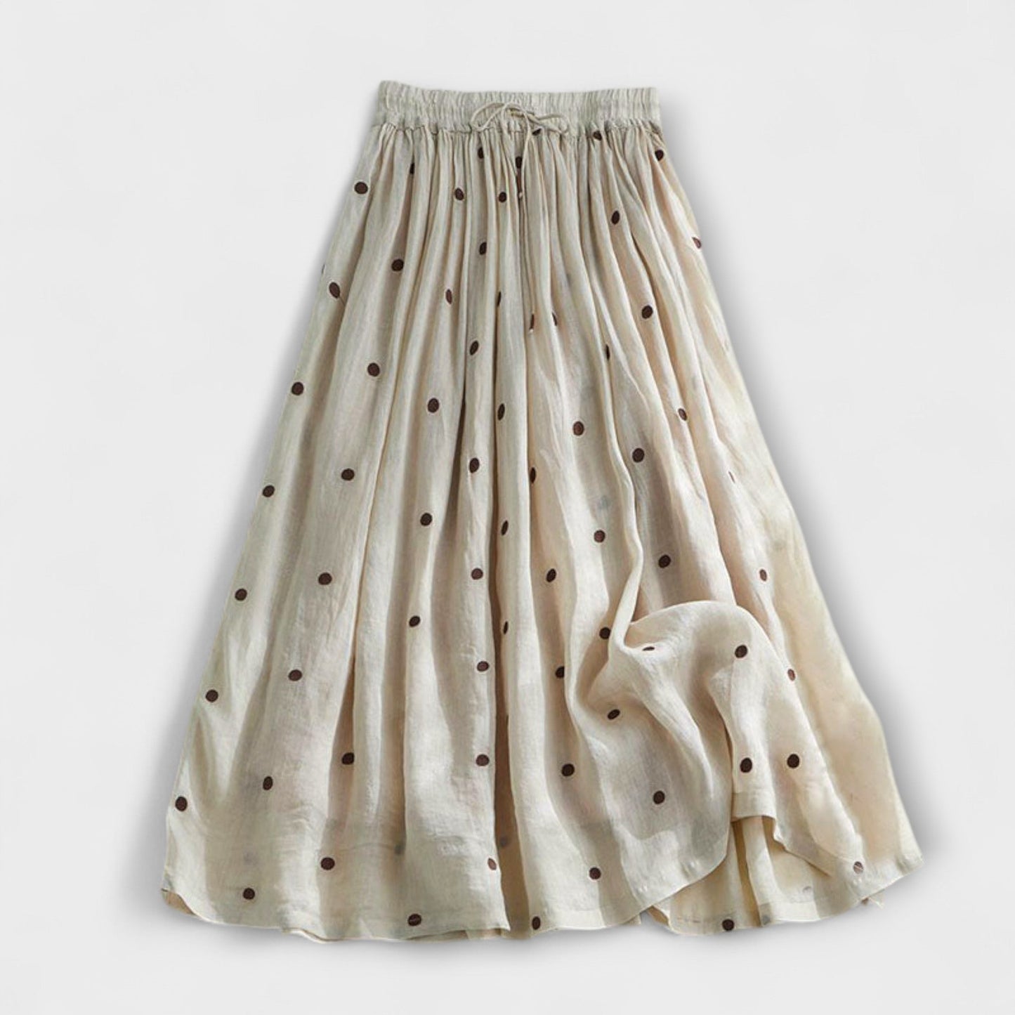 Fun Polka Dot Cotton-Linen Skirt