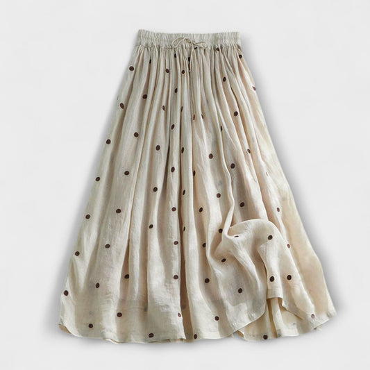 Fun Polka Dot Cotton-Linen Skirt