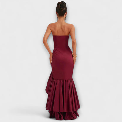 Zuri - Off-Shoulder Slim Fit Maxi Dress with Asymmetrical Hemline