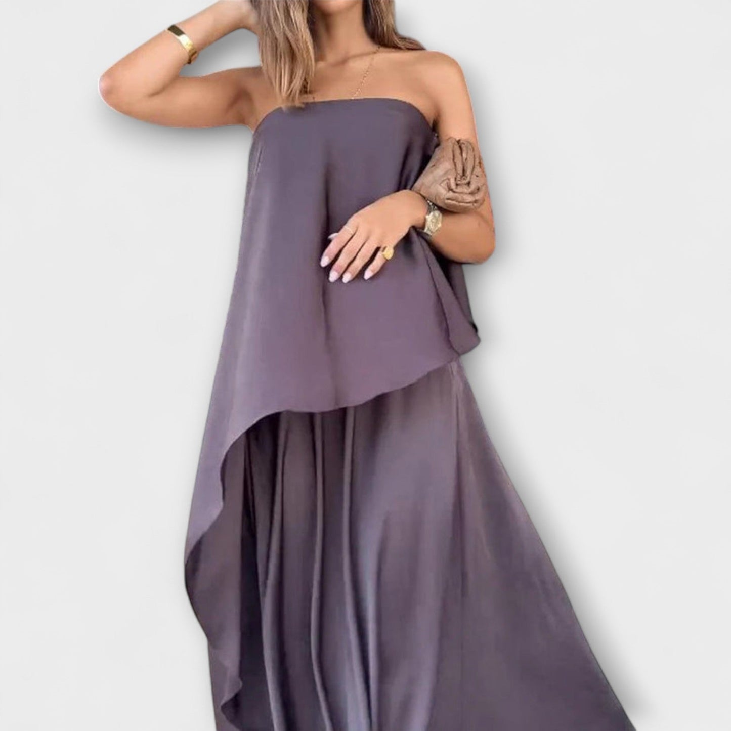 Ruby - Stylish Sleeveless Bandeau Top and Skirt Set