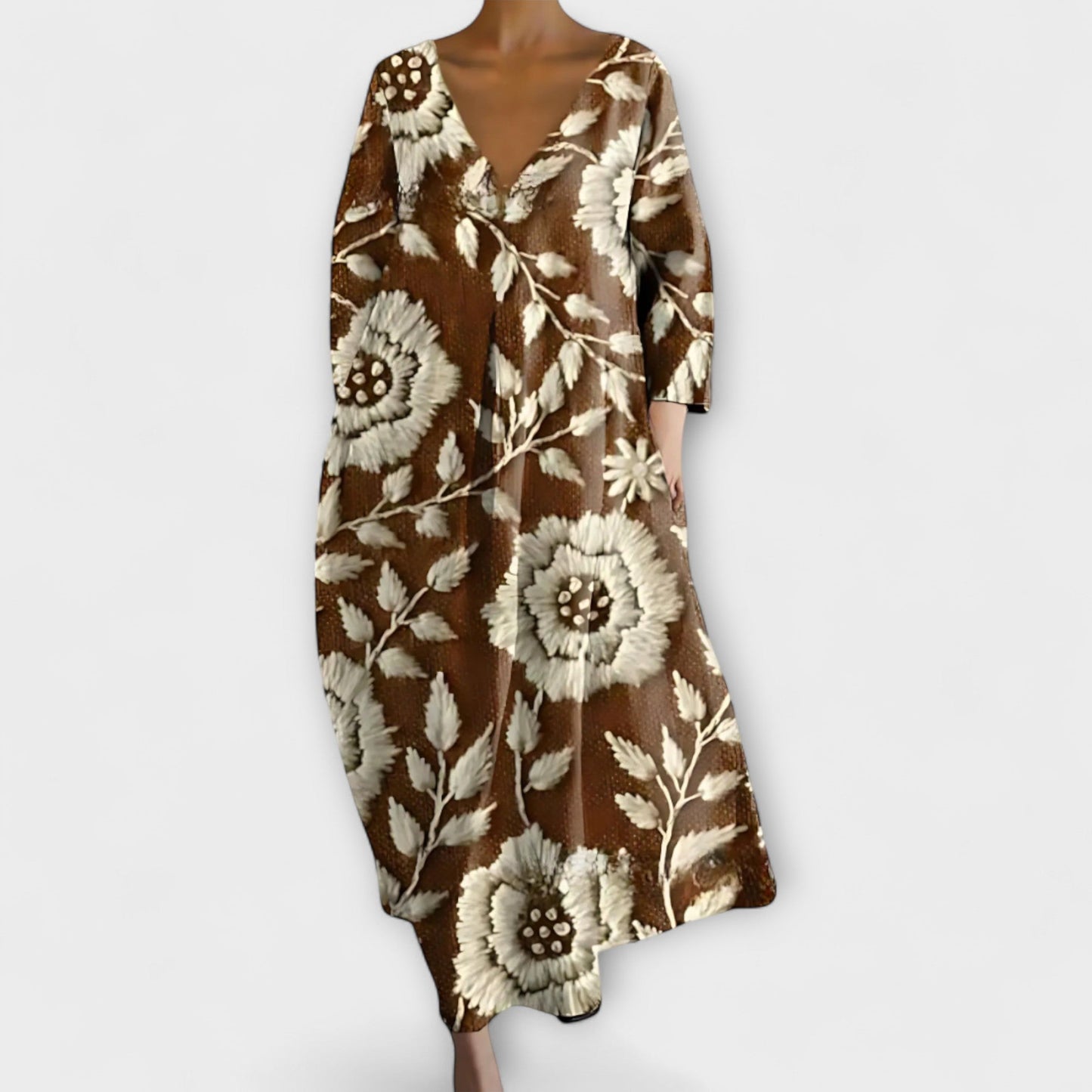 Fiona - Long, Colorful V-Neck Dress