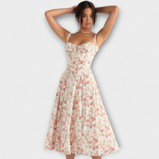 Zipporas - Custom-Fit Bustier Dress with Contemporary Spring Floral Print