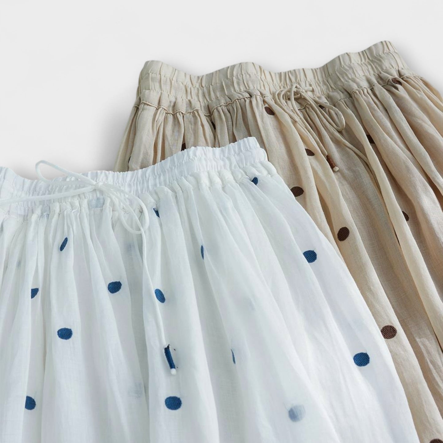 Fun Polka Dot Cotton-Linen Skirt