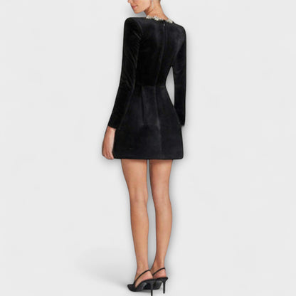 Wren - Velvet Mini Dress with Jewel Accents