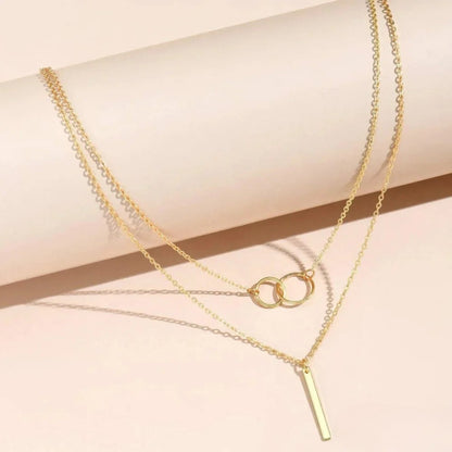 Vintage Gold Double Circle Pendant Necklace