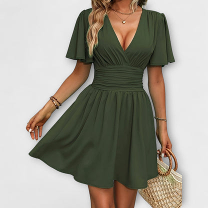 Winslet - V-Neck Dress with Gathered Waist