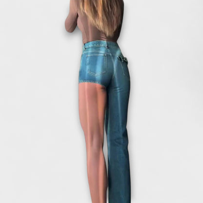 Astra - Stylish Asymmetrical Denim Shorts with One Shoulder Strap