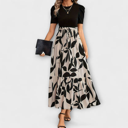 Luna - Floral Print Summer Dress with Round Neck