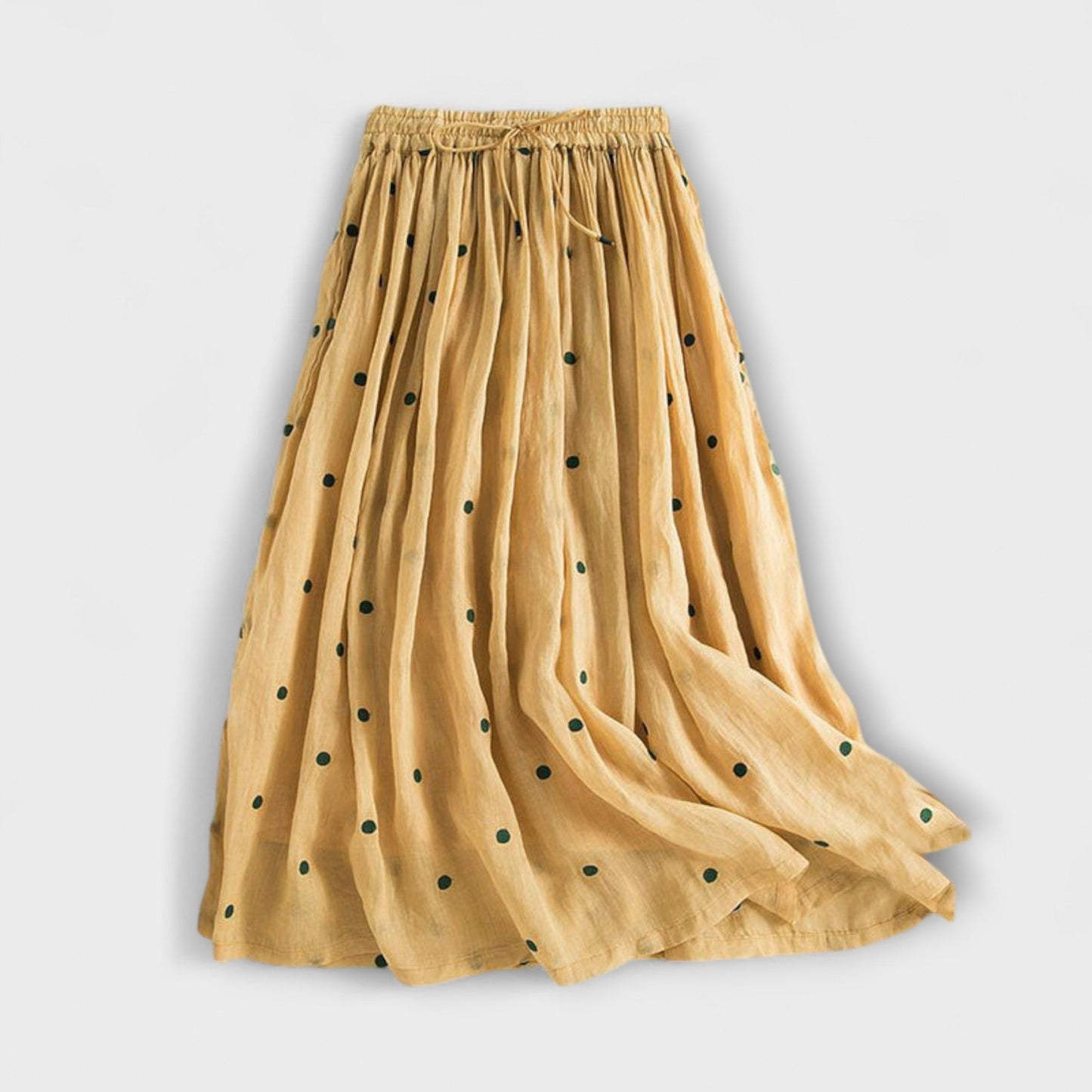 Fun Polka Dot Cotton-Linen Skirt