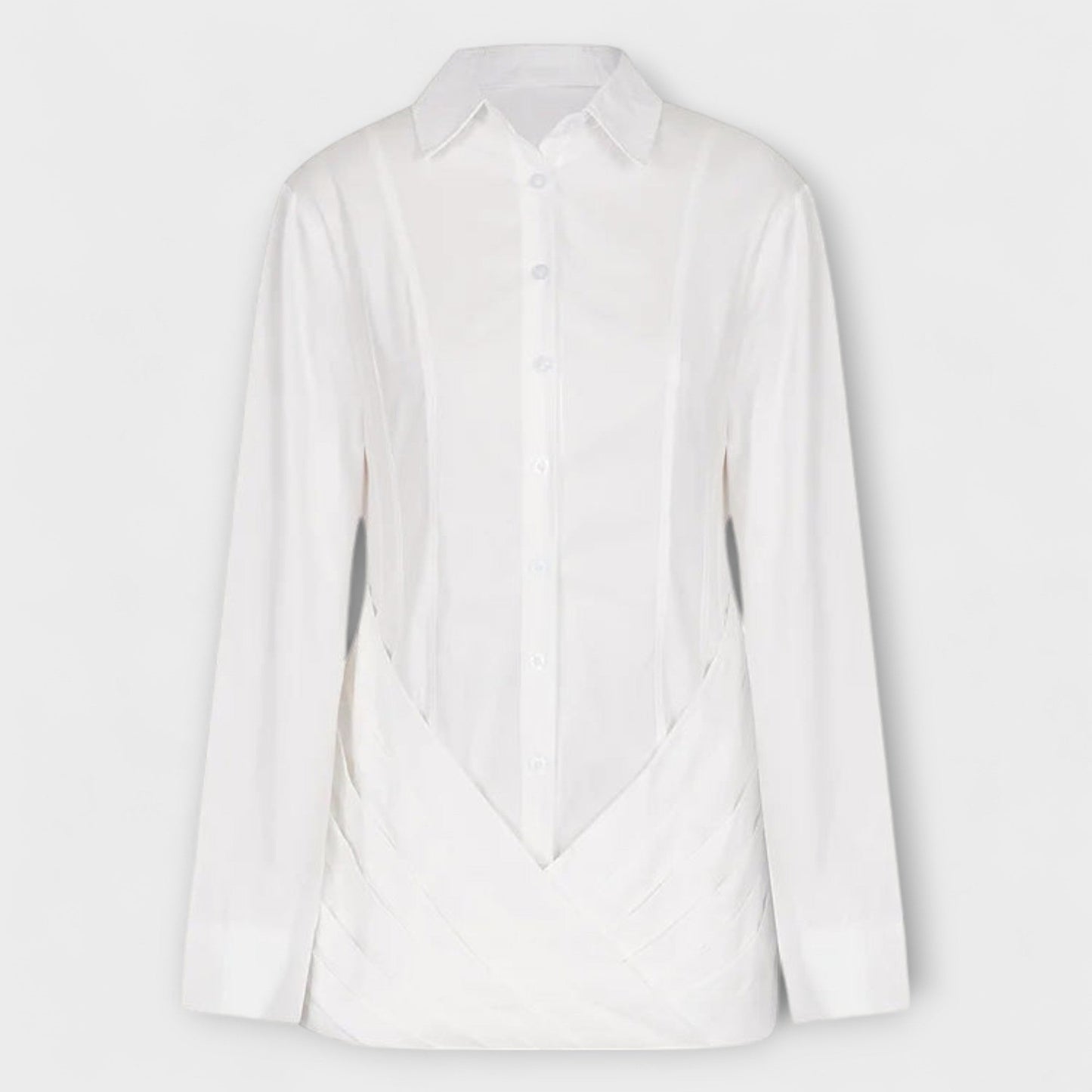 Indie - Long Sleeve White Pleated Shirt Dress