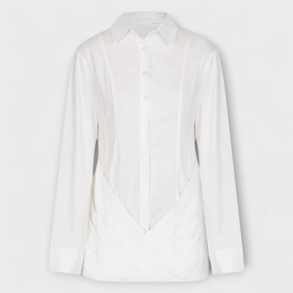 Indie - Long Sleeve White Pleated Shirt Dress